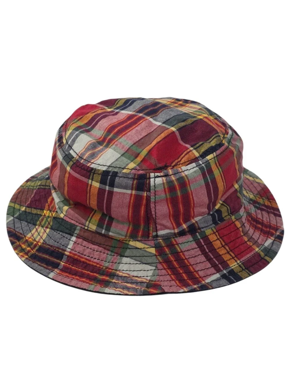 Polo Ralph Lauren Reversible Madras Plaid Bucket Hat Youth S/M Pony Logo Preppy